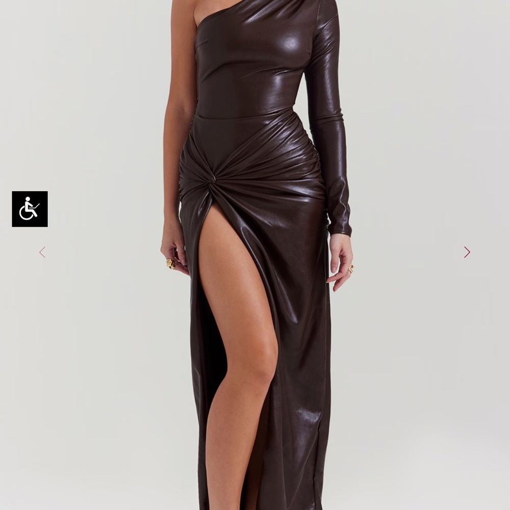 House of CB Octavia brown leather dress BRAND NEW XS